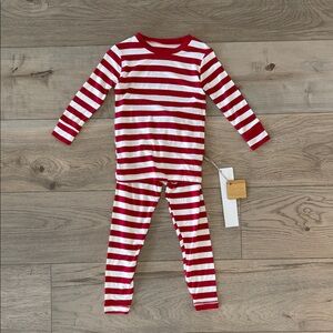 Kickee Pants Red and White Striped Kids Pajama Set